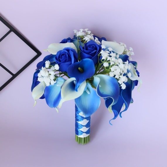 Ramo de boda Ramo de flores azules Ramo de lirio de Calla - Etsy España