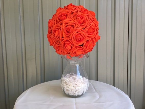 Burnt Orange Flower Ball Flower Girl Pomander Kissing Ball For Etsy
