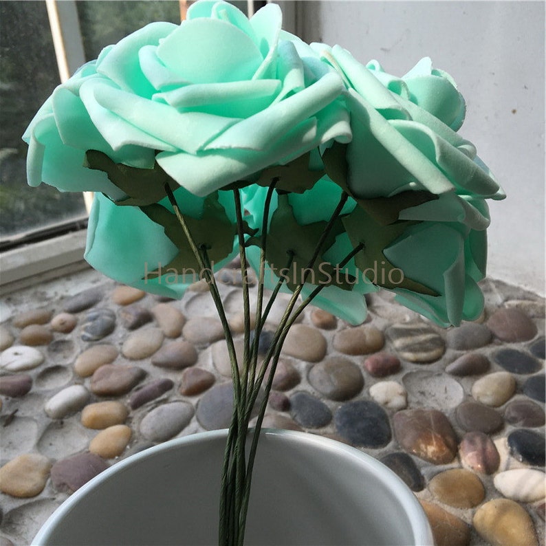 Spa Blue Artificial Flowers Deep Mint Fake Roses for Wedding Etsy