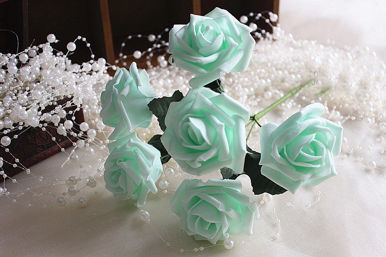 Mint Wedding Flowers Artificial Roses Mint Green Flowers for Etsy
