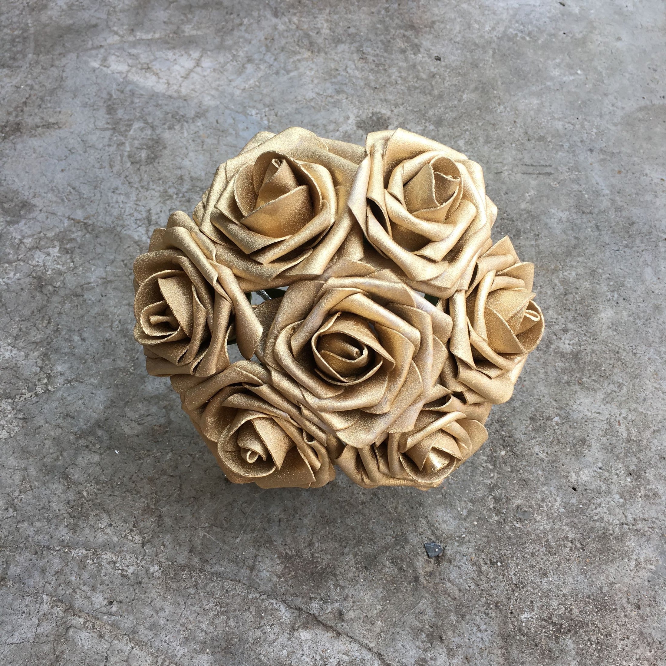 Details about   Artificial Foam Roses Wedding Flowers Party Prom Gold Or Silver Bride Bouquet 