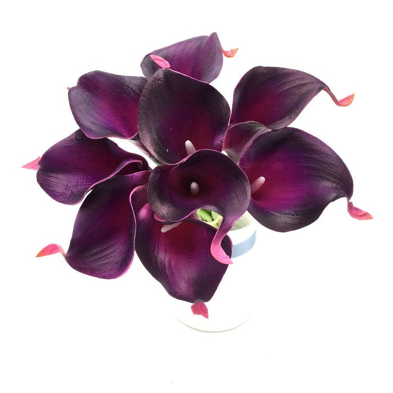 Eggplant Purple Calla Lily Bouquet 9 Stems PU Calla Lilies Etsy