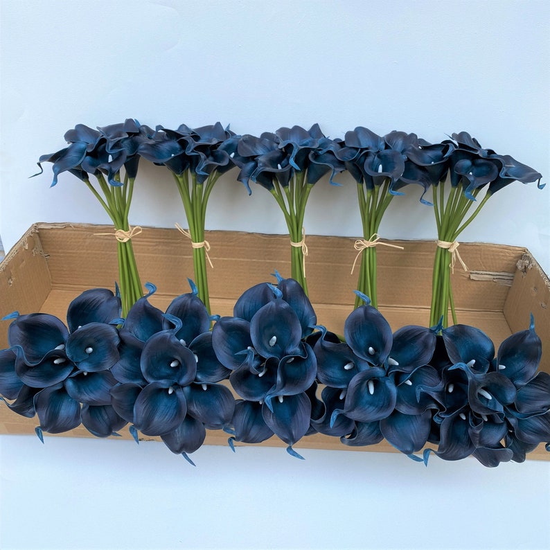 Navy Blue Flower Bulk Calla Lily Artificial Flowers Navy Blue Etsy