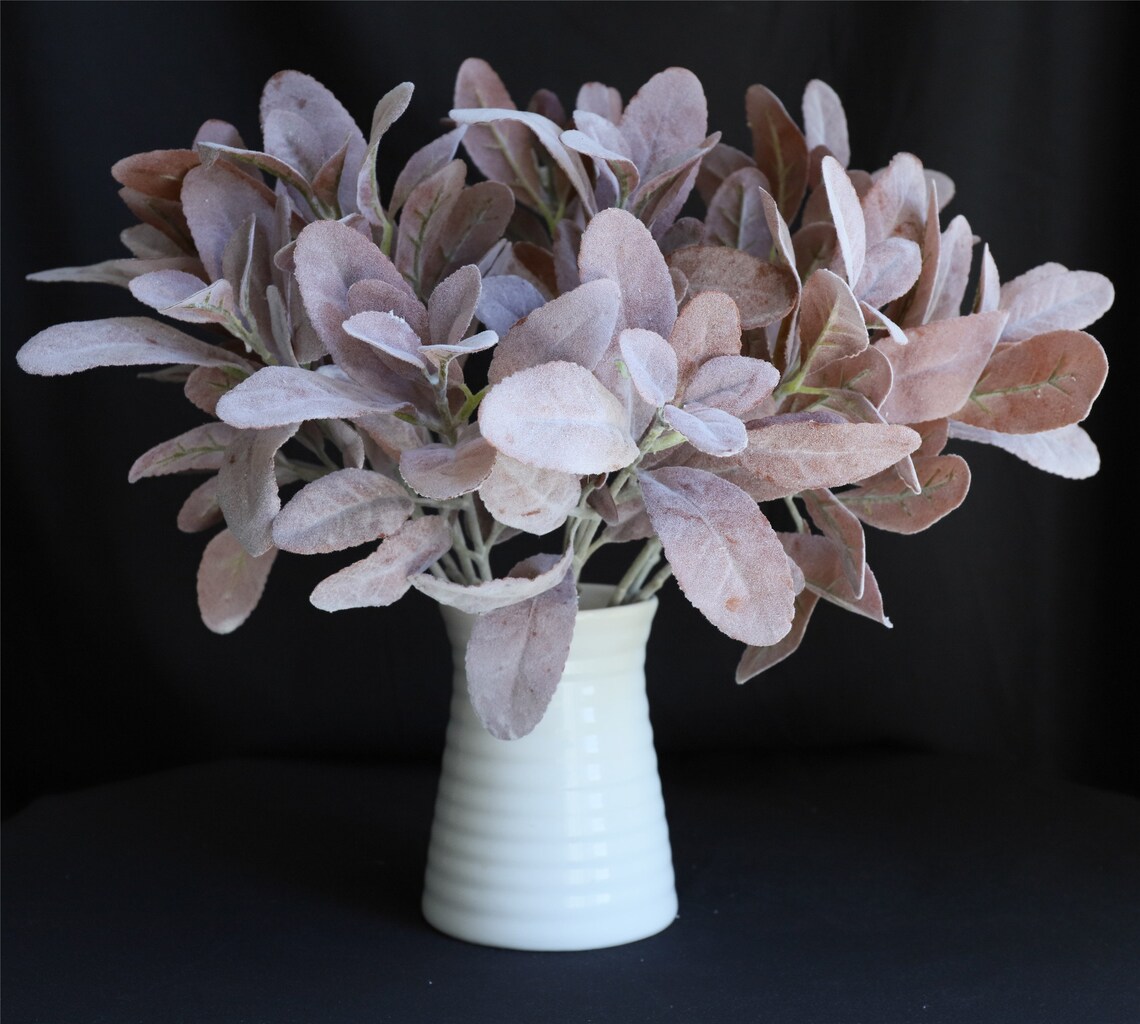 Artificial Lambs Ear Dusty Miller Flocked Leaf Floral Etsy