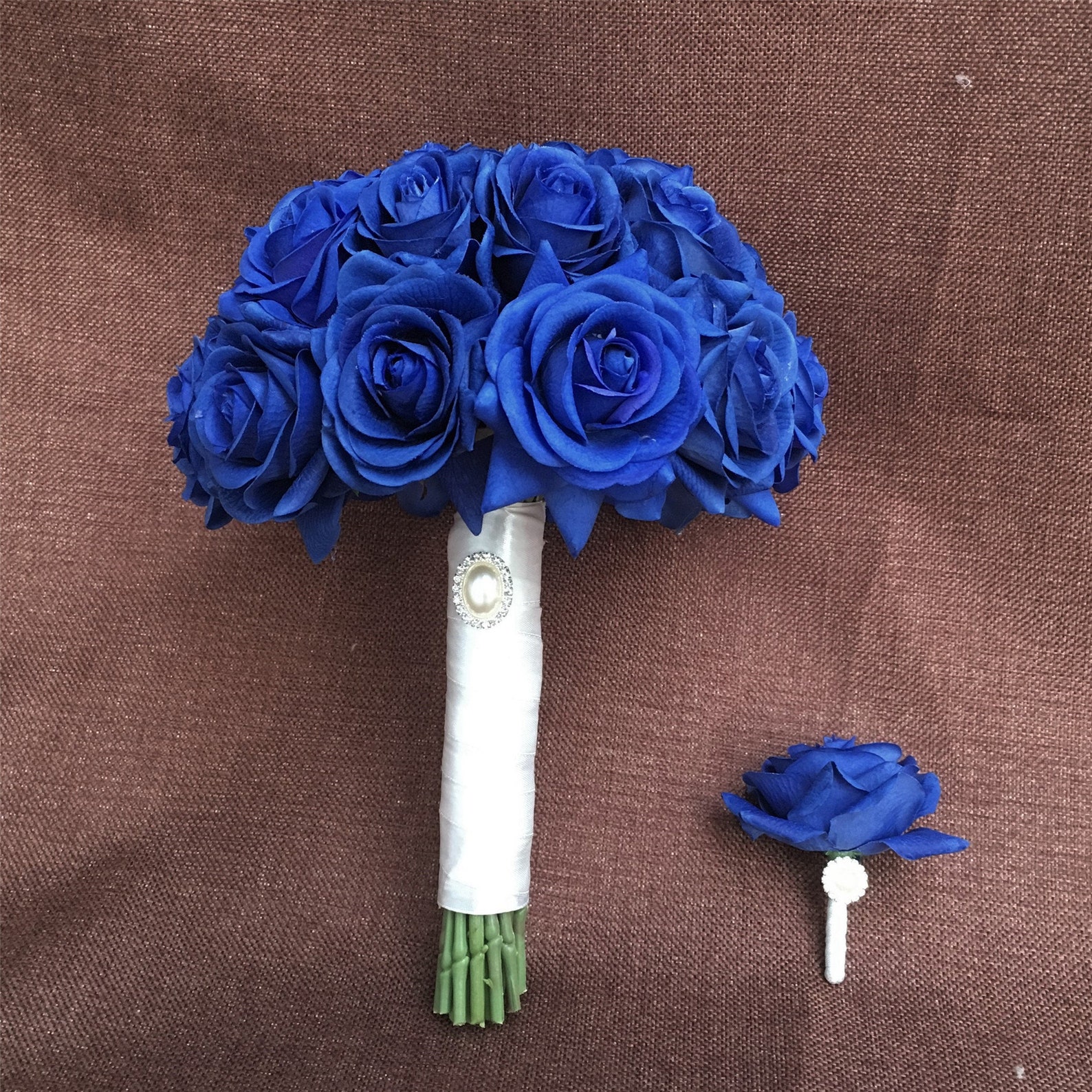 Blue Flowers Real Touch Rose Bouquet for Bridal Bridesmaids Etsy