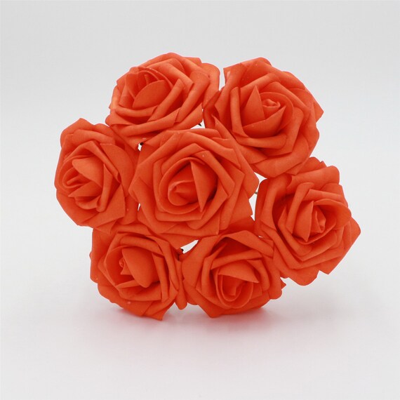 SIZE 6CM FOAM ROSES Flower With Stem Artificial Wedding Bouquet DECOR UK 