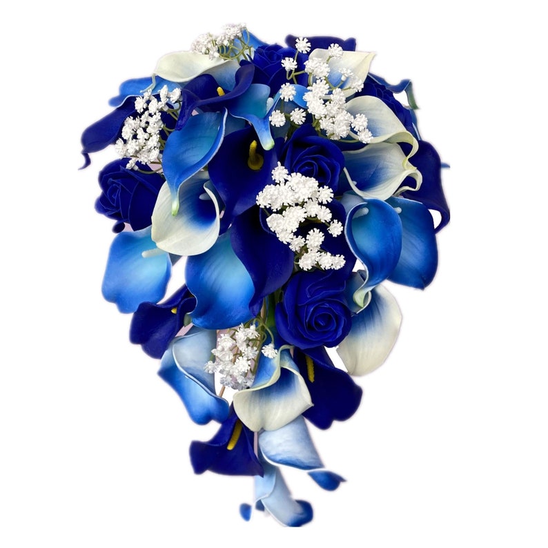 Wedding Bouquet Blue Flowers Bouquet Royal Blue Calla Lily Etsy