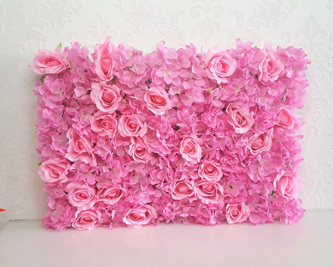 Pink Flower Wall Backdrops Pink Silk Rose Hydrangea Peony Etsy