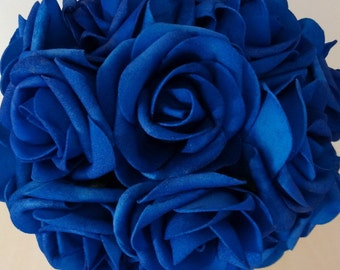 25 PCS Royal Blue Wedding Flowers Artificial Flower Foam Roses For Bridal Bouquet Wedding Centerpiece LNRS01-25