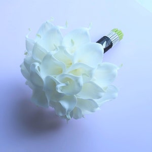 White Calla Lilly Bouquet White Bridal Bouquet Bridesmaids Bouquet White Call Lily Boutonniere PU Real Touch Calla Lilies Bouquets DJ-77 Bridal Bouquet