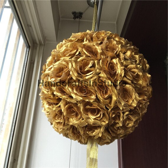 Gold Kissing Ball Bling Flower Balls 14 Kissing Balls Etsy