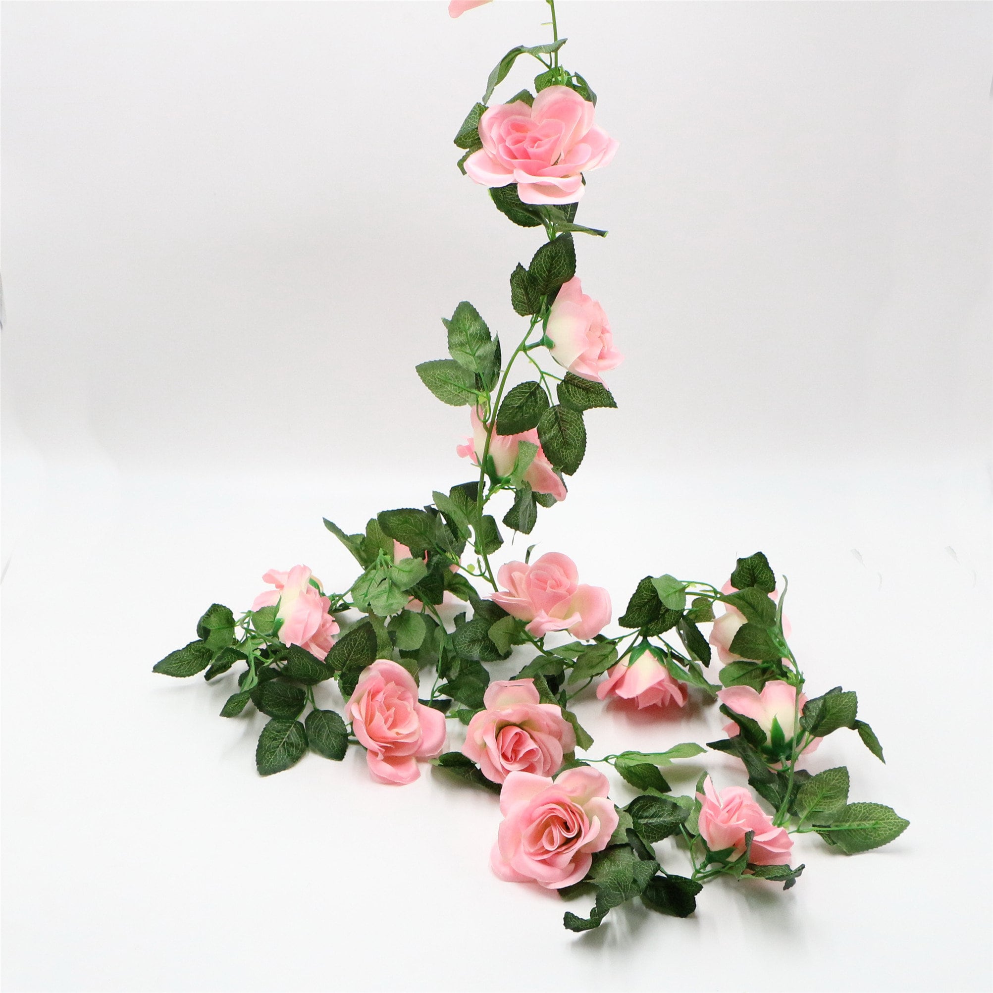 2Pc*8Ft Artificial Rose Garland Silk Flower Vine Ivy Wedding Wreath Floral Roses 
