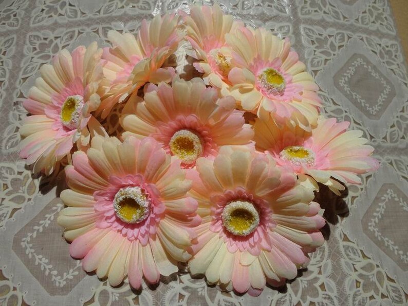 Artificial Flower Heads Bulk Flowers Silk Gerbera Daisy 100 Etsy