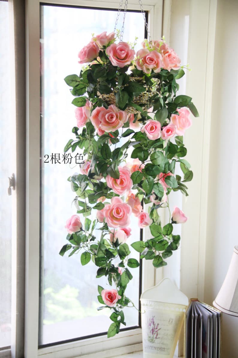 Artificial Silk Rose Garland Flower Vine Wedding Arch Flowers Fake Flower Vine Leaf Garland Plants Home Wedding Decor MGT-0611 image 4