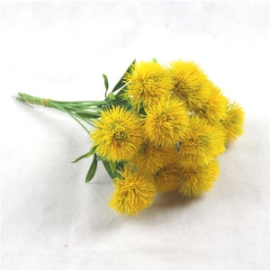 Green Alliums Fake Flowers Pompon Mum Artificial Green Flowers for Flower Arrangement Fillers JBY930 Yellow