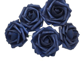 Marineblaue Hochzeitsblumen, künstliche Rosenblüten, tiefblau, 100 Stiele für Tischdekoration, Brautstrauß, Hochzeitstorte, LNRS005