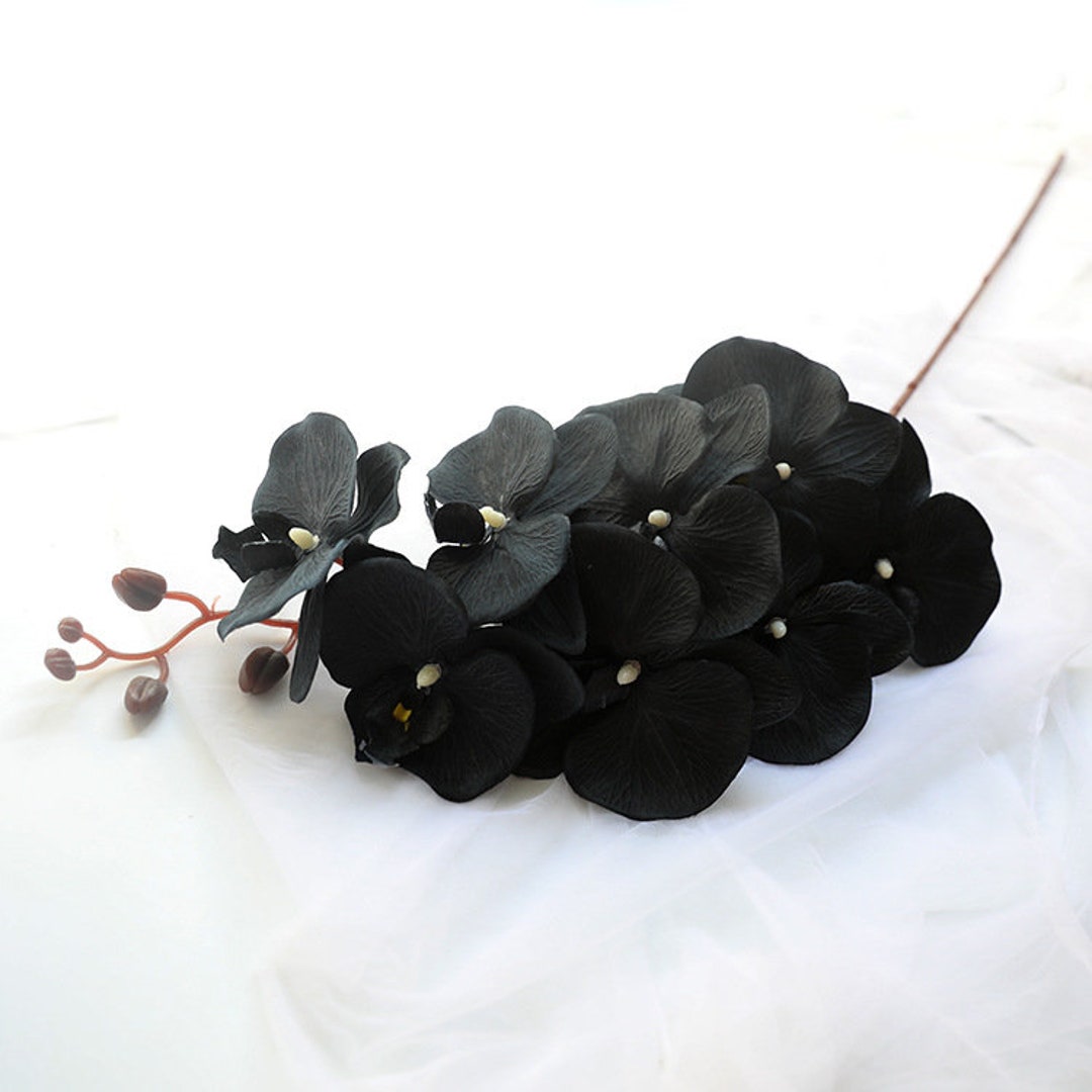 Black Orchid Artificial Flowers Silk Black Orchids Flowers Etsy
