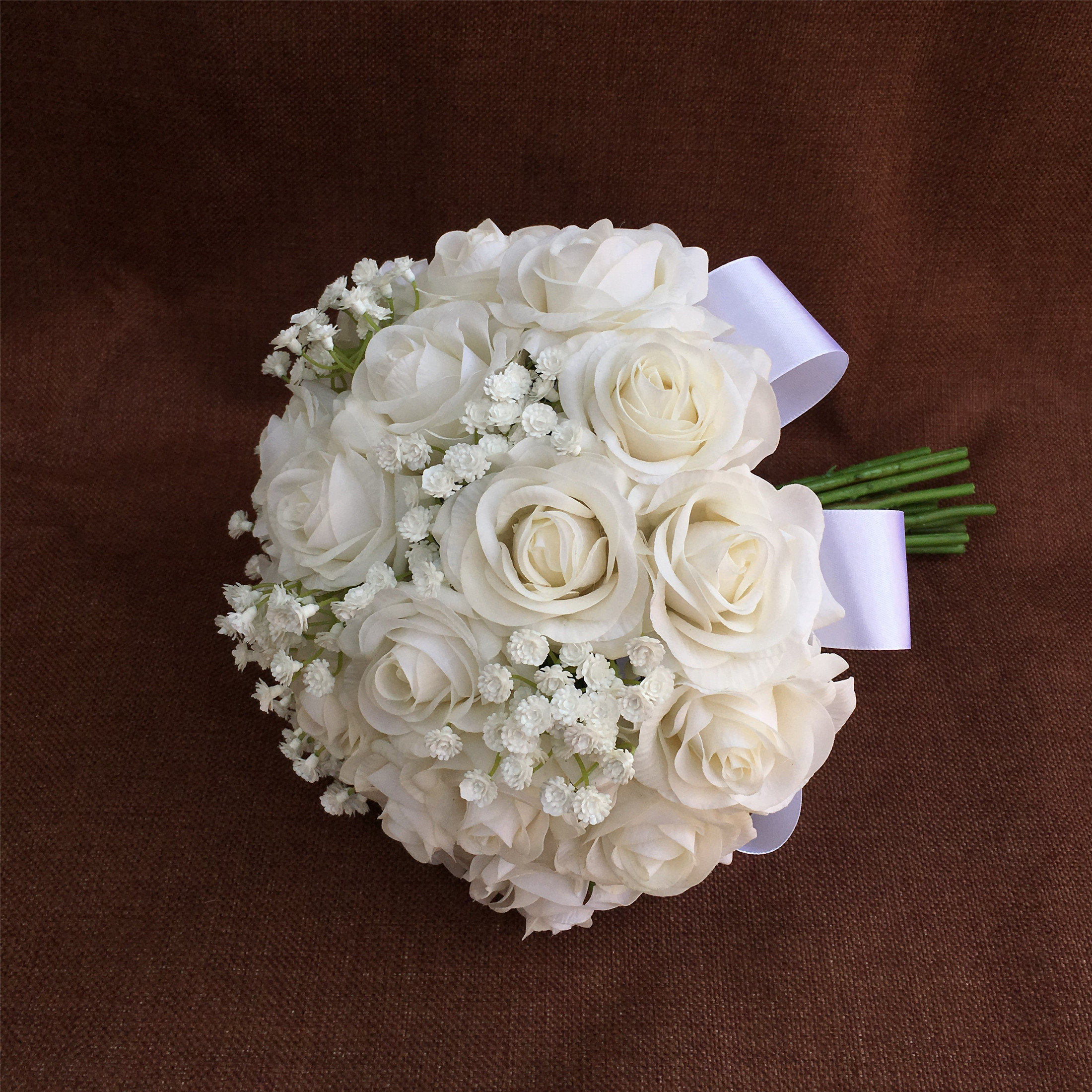 Artificial white ivory wedding flower bouquet Real Touch -  Portugal