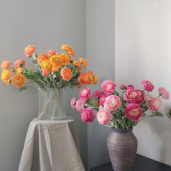 Artificial Silk Ranunculus Flowers, Fake Ranunculus Branch Wedding Flower Supplies for Home Decor Bouquets DIY Wedding Centerpieces L280