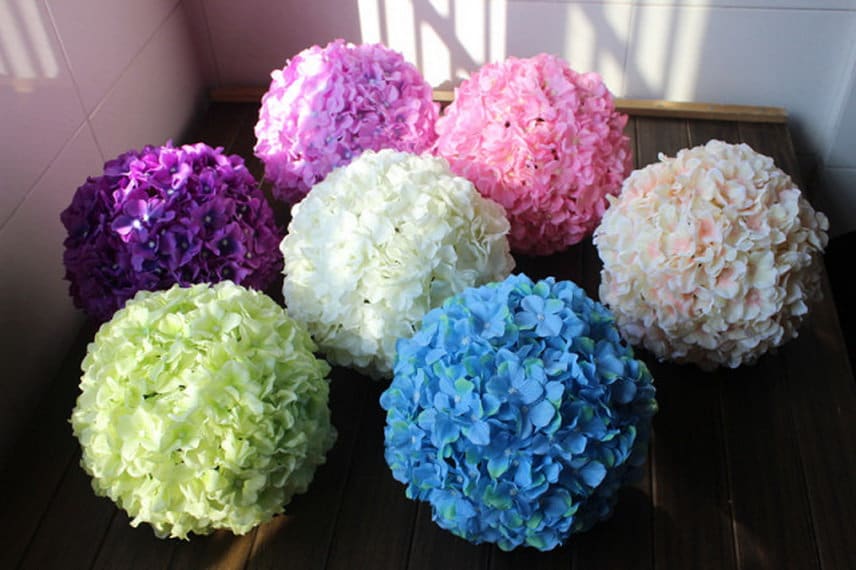 Как выглядят круглые цветы Silk Flower Ball Artificial Hydrangea Flower Ball Pomander 7 Etsy