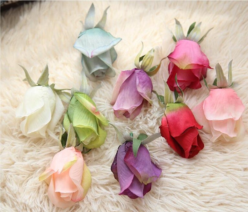Silk Rose Buds Artificial Flower Head 10pcs Blush Pink Light Etsy