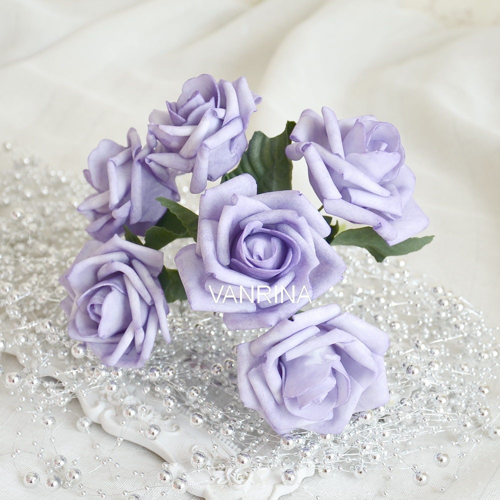 Lilac Foam Rose Flowers Pale Purple Wedding Decorations Table Etsy