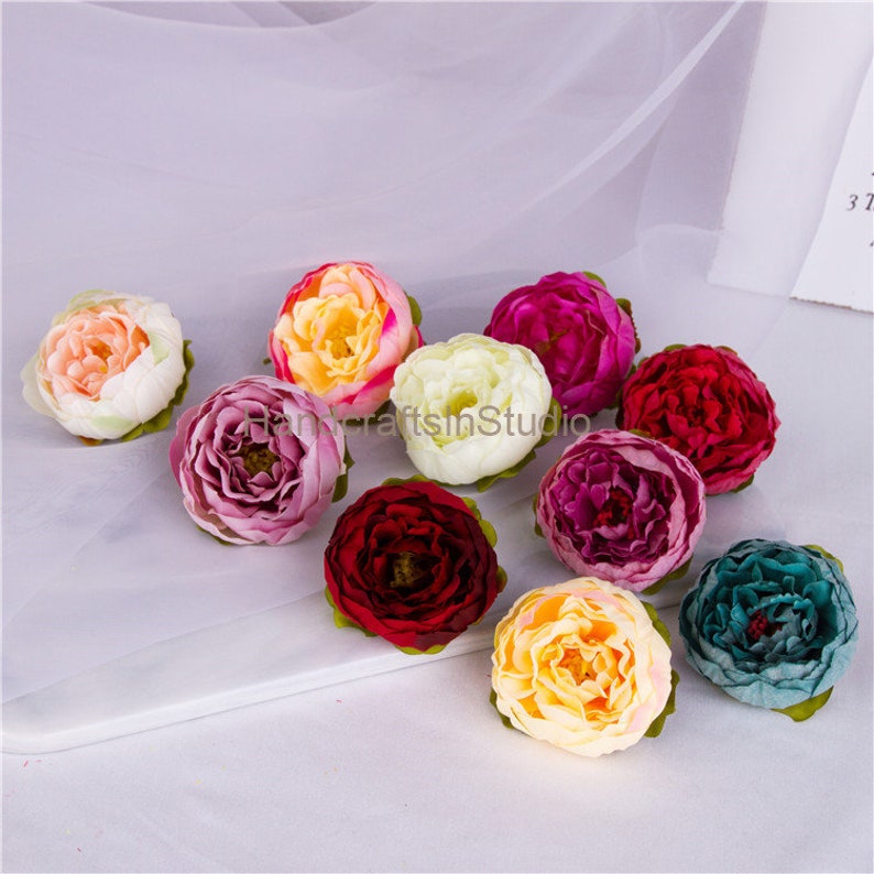 Peony Flower Heads Wholesale Silk Peony Flowers 50 Simulation Etsy