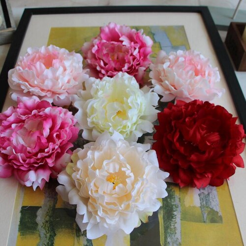 10pcs Large Peony Flower Heads Silk Artificial Flowers for Etsy