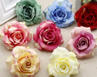 Vintage Rose Heads Large Flower Heads 10 Rose Heads 4 Inch For Hair Clips Pin Headpiece Silk Flowers DIY Crafts Material AJSH-0469