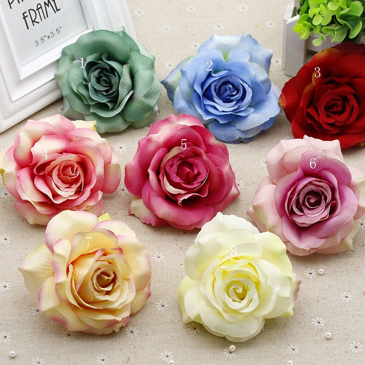 Vintage Rose Heads Large Flower Heads 10 Rose Heads 4 Inch For Etsy