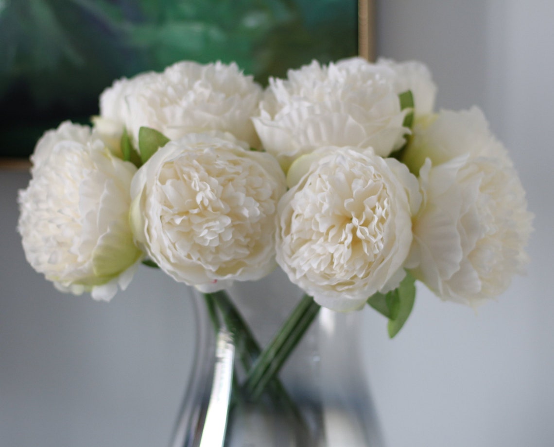 Champagne Silk Peony Bouquet Quality Wedding Flowers 5 Heads | Etsy