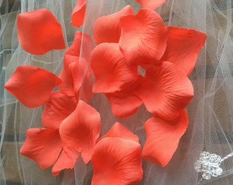Koralle Hochzeitsblumen, große Rosenblätter, 500 Stück, für Hochzeit, Party, Gangläufer, Dekor, Koralle, Hochzeit, Tischdekoration, Dekorationen HB-YSB-03