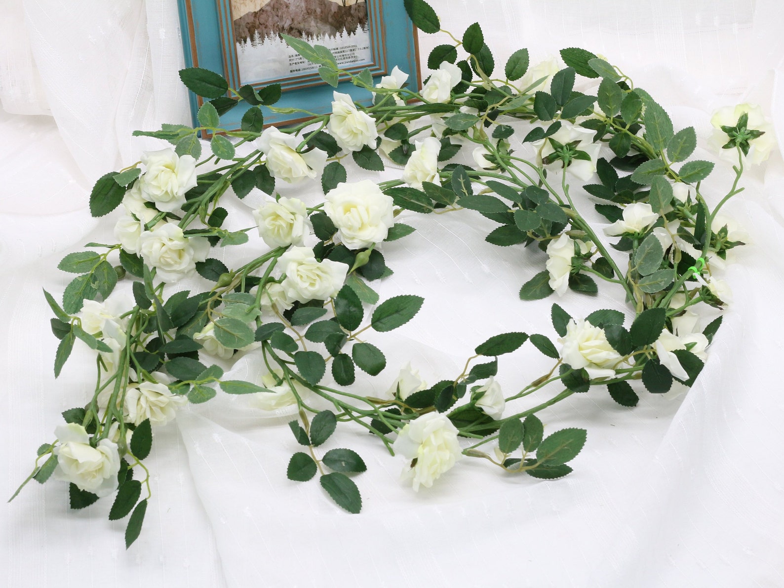 Fake Flower Garland White Rose Hanging Flower Garland 180cm Etsy
