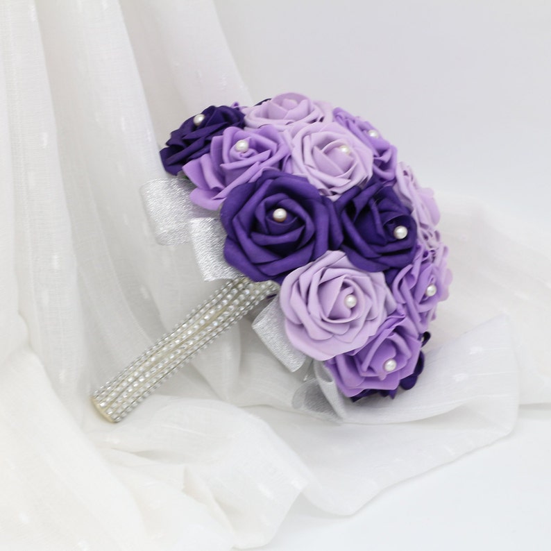 Purple Rose Wedding Bouquet