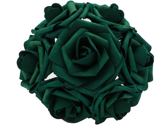 Emerald Flowers Artificial Roses 8cm 100 PCS Hunter Green Flowers For Wedding Reception Decoration Bridal Bouquet Table Centerpiece LNRS004