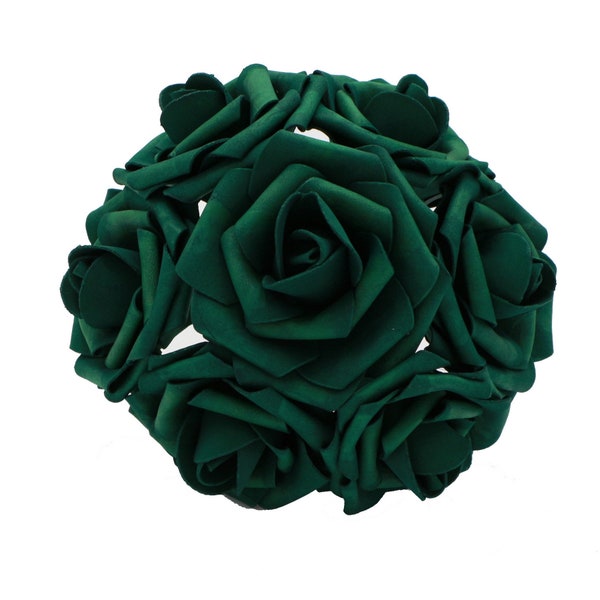 Fleurs émeraude Roses artificielles 8 cm 100 PCS Fleurs vert chasseur pour réception de mariage Décoration bouquet de mariée Centre de table LNRS004