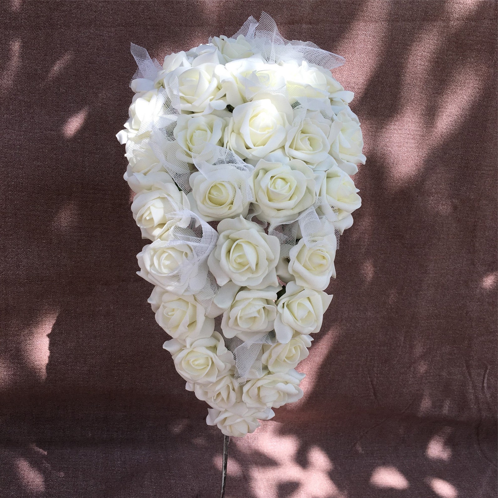 Cascading Bridal Bouquet Ivory Flowers Wedding Bouquet Etsy Australia