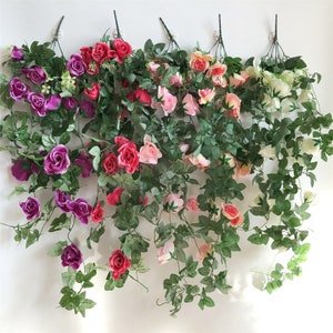 Fake Flower Garland| Silk Rose Vine| Hanging Plants| Wedding Artificial Flower Vine 35 inches MGT-061