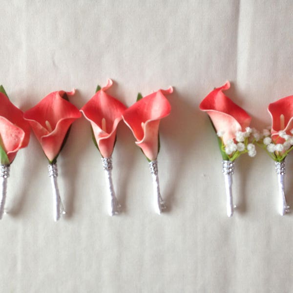 Coral Boutonniere - Etsy
