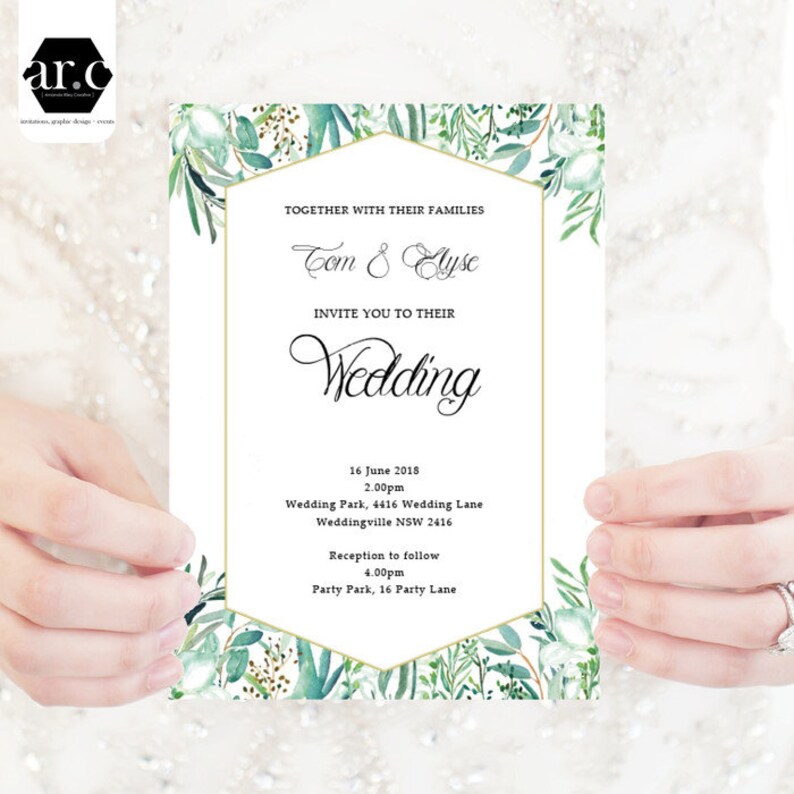 Wedding Invitations Stationery Template Diy Eucalypt Etsy
