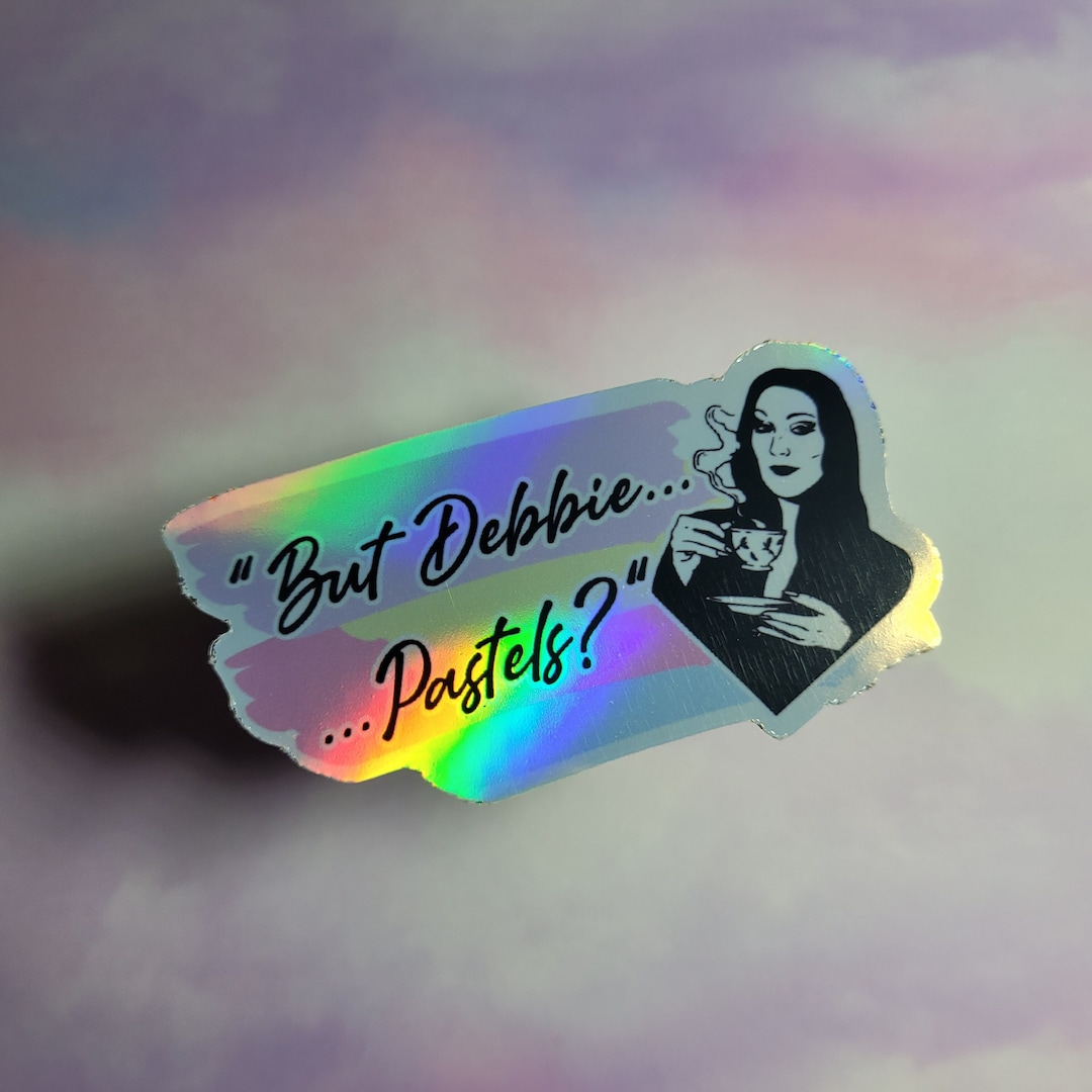 But Debbie...pastels, Morticia Addams Holographic Vinyl Sticker