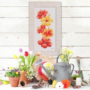 Ibisco - Un disegno a punto croce contato - Alcuni bellissimi fiori di ibisco per illuminare la tua giornata