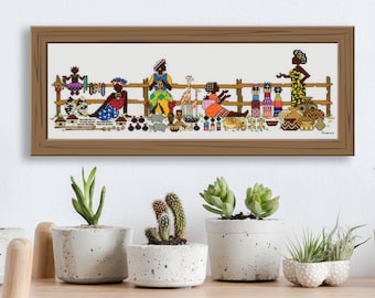 Roadside Sellers - An African counted cross stitch design