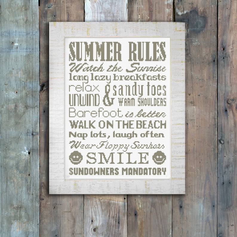 Summer Rules A Counted Cross Stitch Design A Perfect - Etsy
