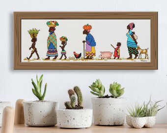 To Market - An African counted cross stitch design