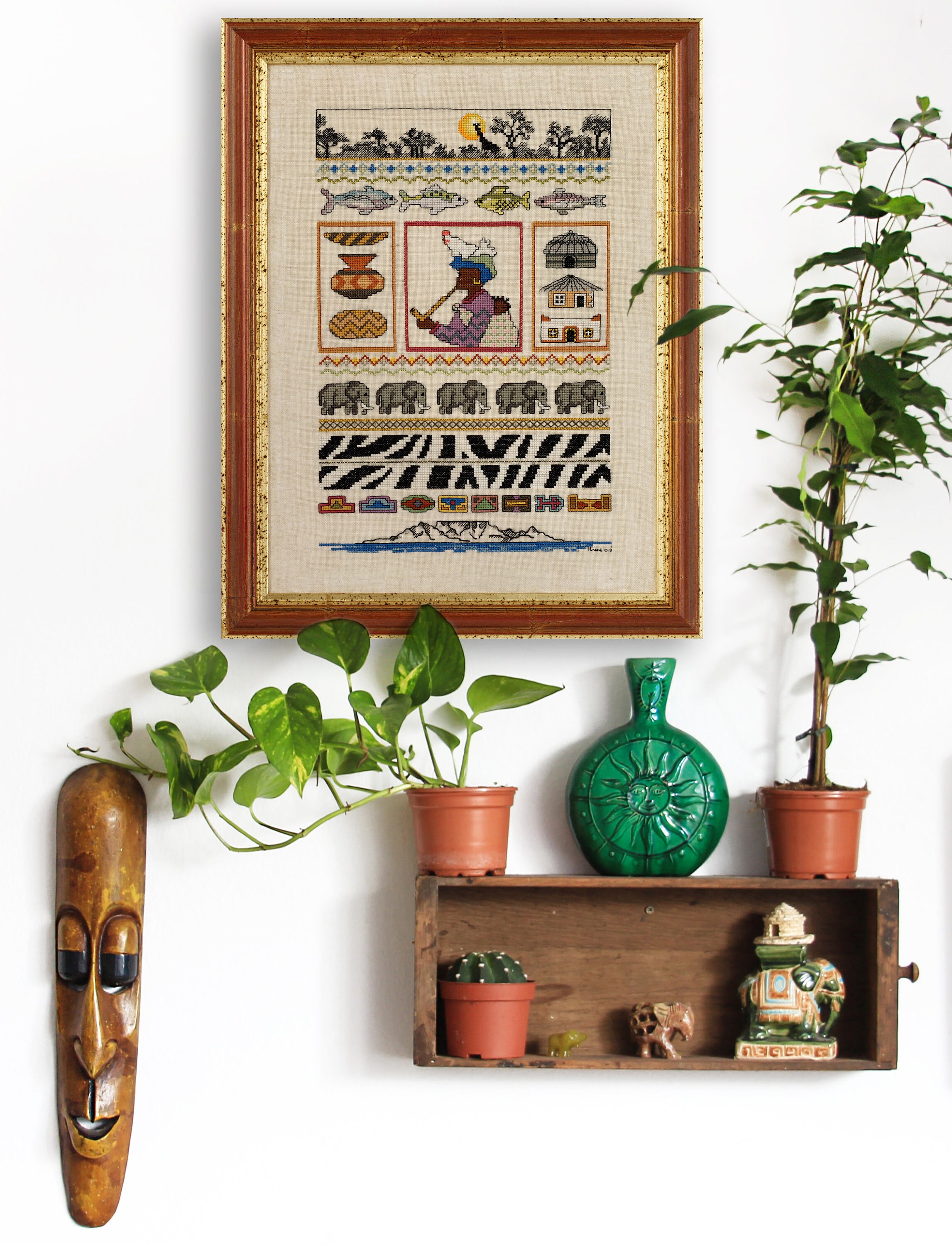 African Sampler - A counted cross stitch design - Taking a traditional sampler and giving it an African twist