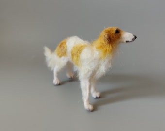 Borzoi-Needle felted dog-greyhound - Ooak- 1:12 scale-dollhouse miniature animal-needle felted animals