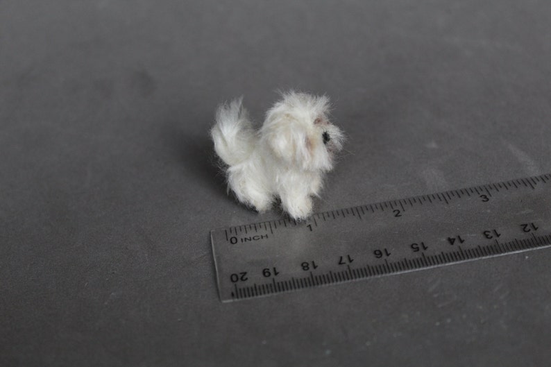 Doll house miniature dog,Maltese, CUSTOM ORDER Ooak Needle Felted miniature dog-eco friendly art-Collectible artist animals 1 inch. 1:12 image 4