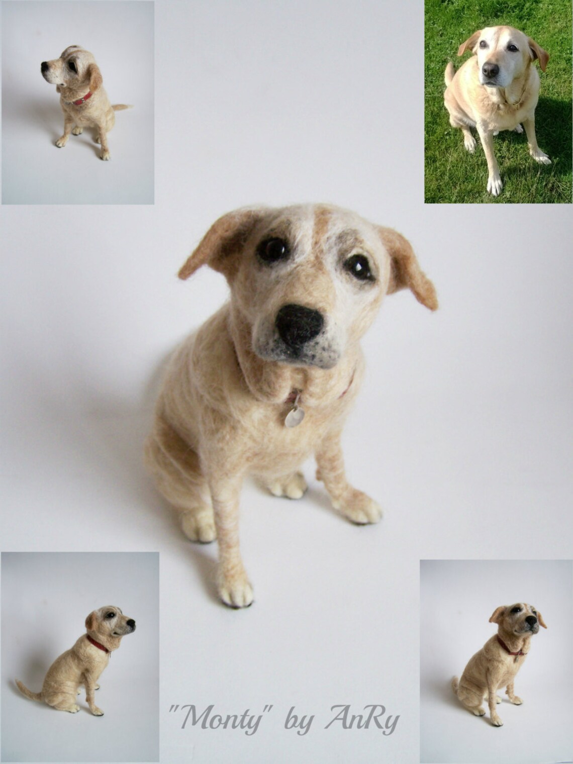 Custom Needle Felted Big Yellow Labrador Portrait Dog Wool Etsy