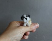 Custom order 1inch-Ooak Needle Felted miniature dog - eco friendly art-Collectible artist animals- Morkie dollhouse 1 inch. 1:12